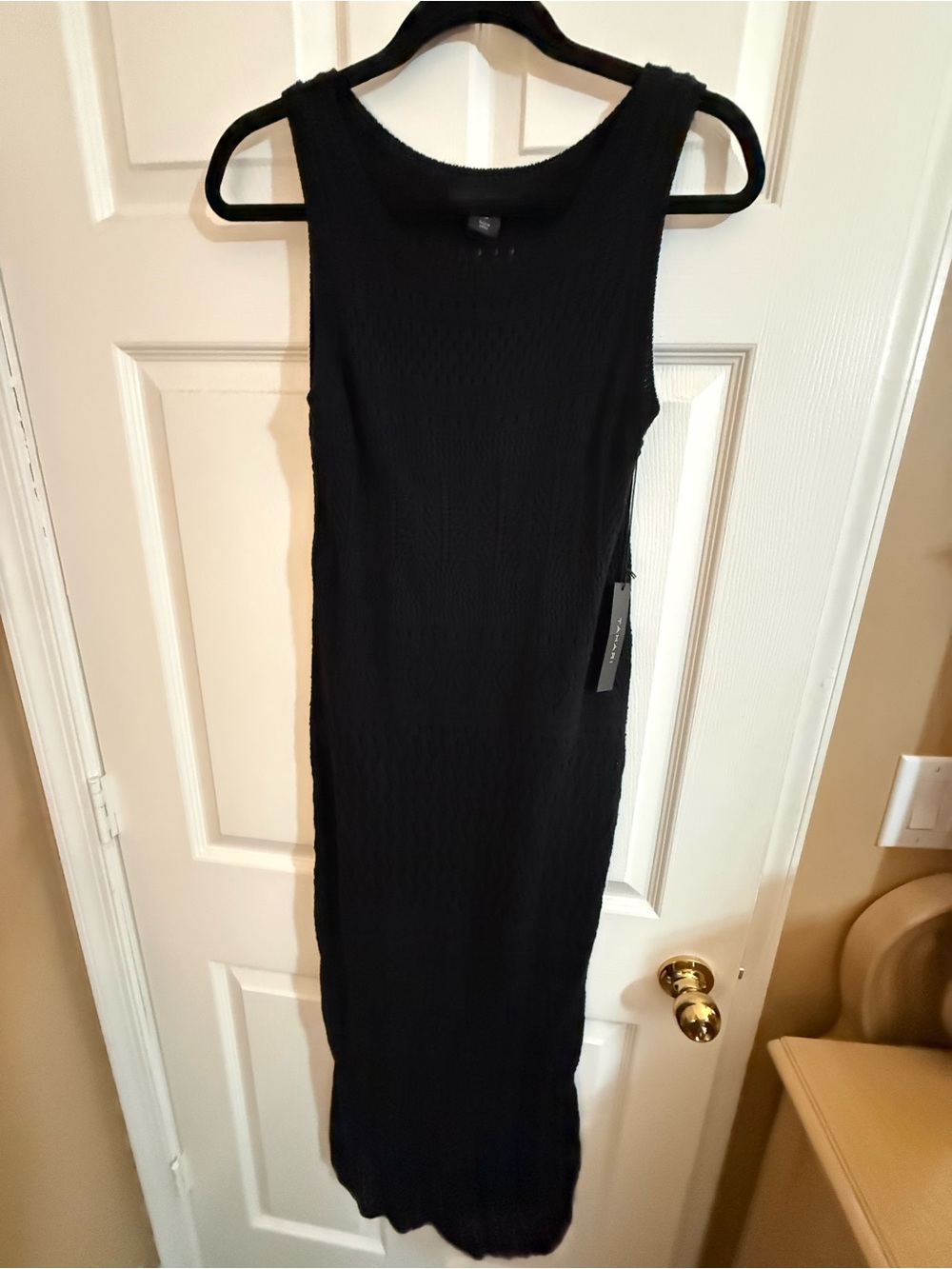 Tahari Black Sleeveless Crochet Maxi Dress